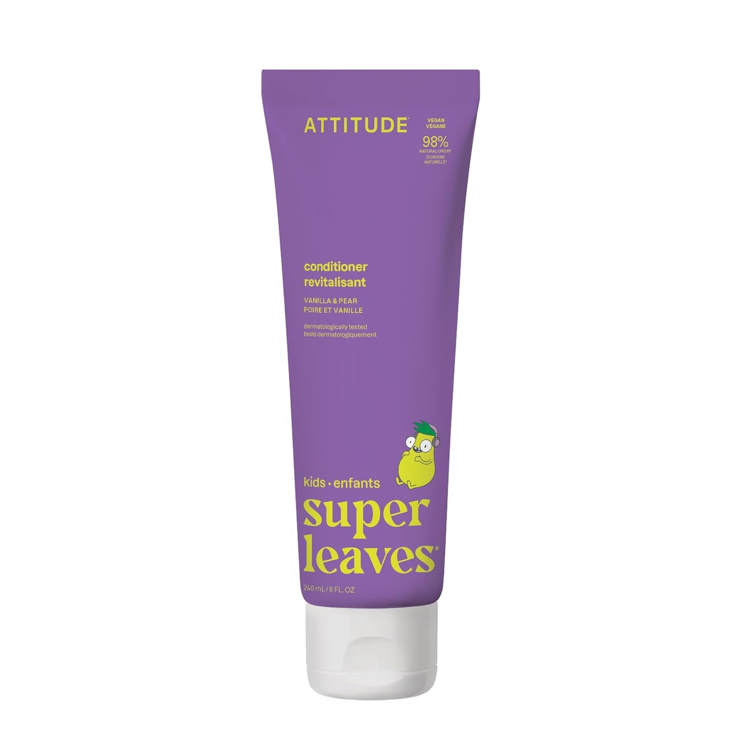 Natural Conditioner for Kids, Hypoallergenic, Vegan, Plant- and Mineral-Based, Vegan and Cruelty-Free, Vanilla and Pear, 8 Fl Oz (11115)