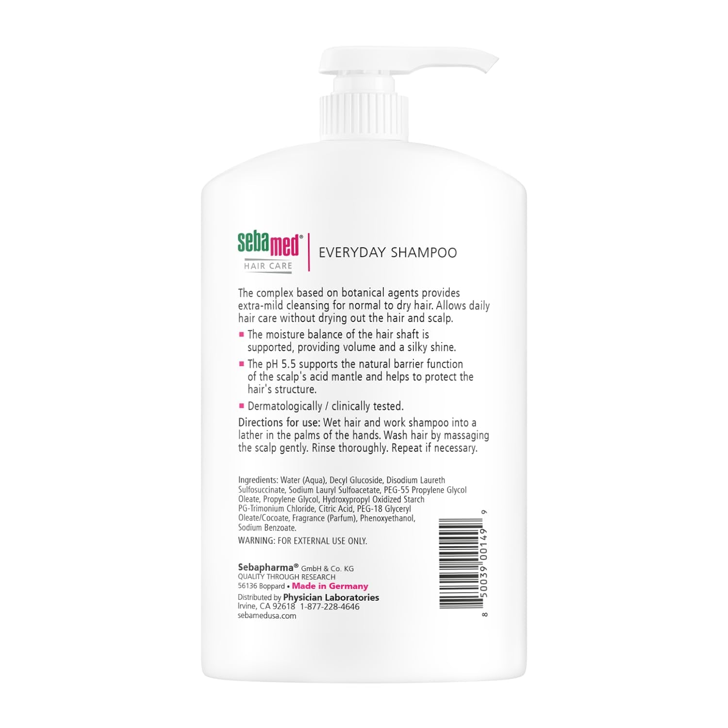 Everyday Shampoo for All Hair Types and Sensitive Scalp 33.8 Fl. Oz (1L) Hypoallergenic Dermatologist Recommended Ph 5.5 Soap and Alkali Free