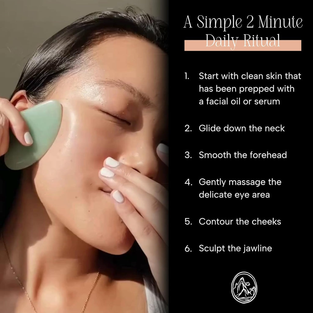 Jade Gua Sha Facial Tool – the Stone of Eternal Youth – 100% Genuine Jade Stone Face Sculpting Tool for Lymphatic Drainage, Puffiness Reduction & Timeless Radiance