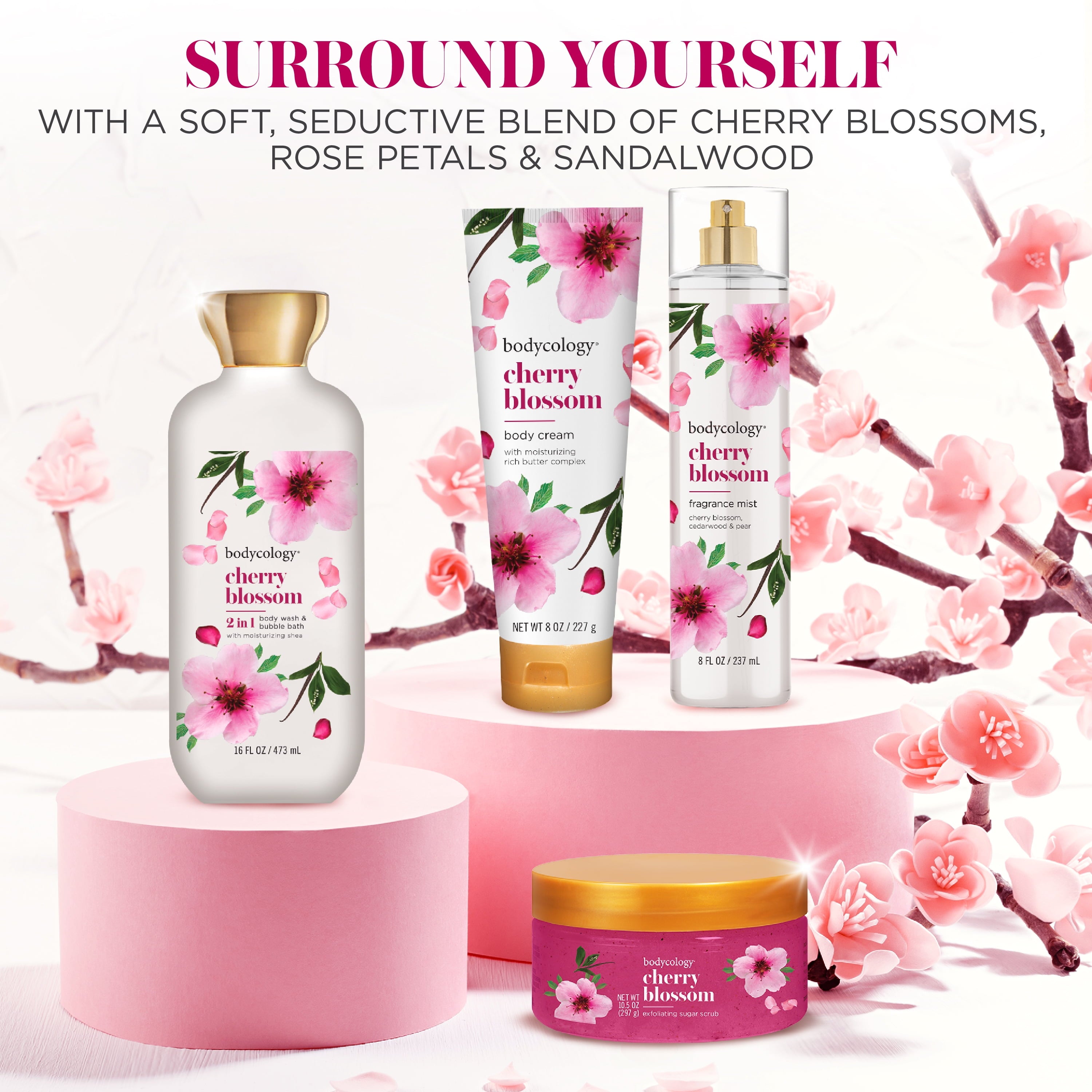 (4 Pack)  Exfoliating Sugar Scrub, Cherry Blossom, 10.5 Oz