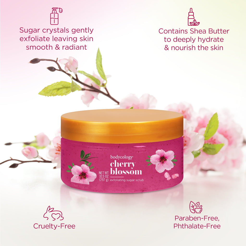 (4 Pack)  Exfoliating Sugar Scrub, Cherry Blossom, 10.5 Oz