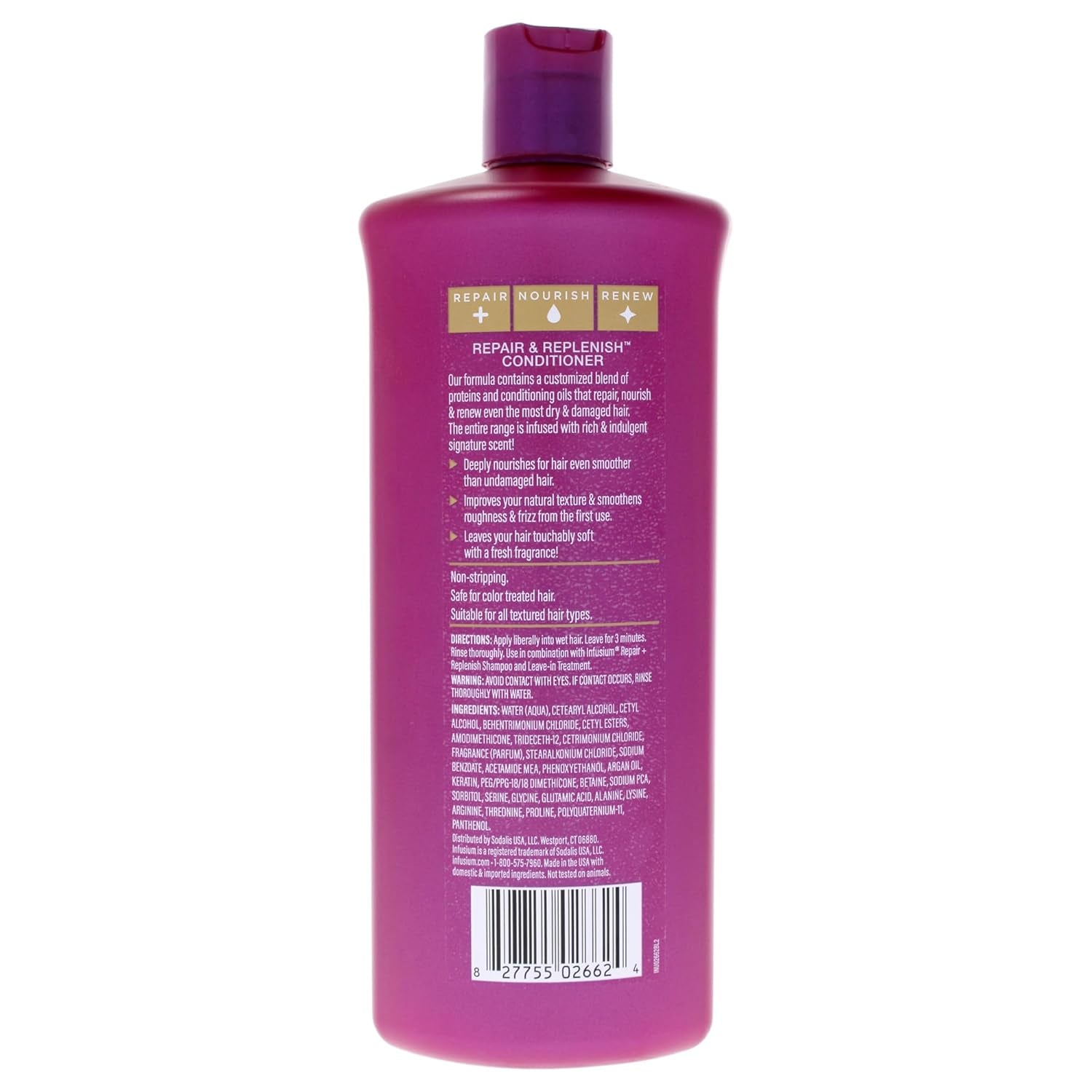 Repair and Replenish Nourishing Conditioner - Hair Conditioner with Keratin, Argan Oil, and Ceramides - Suitable for All Hair Types - 33.8 Oz