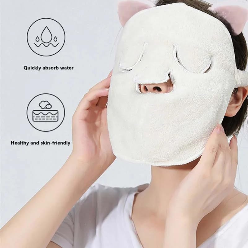 3 Pcs 3 Holes Towel Mask Reusable Face Towel Mask Facial Steamer Cold Hot Compress Moisturizing Beauty Skin Care Spa Towels for Women Girls Hot Cold Skin Care Daily Use