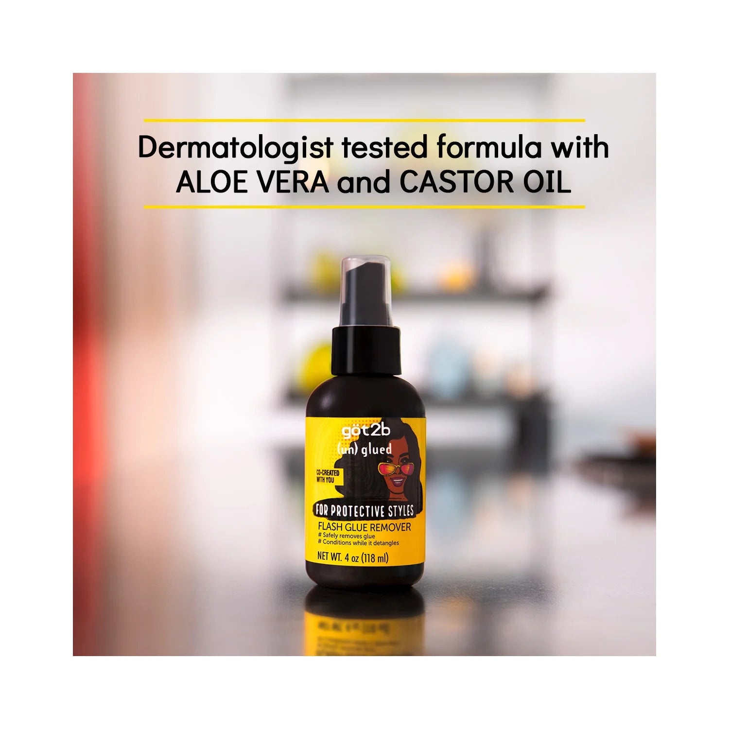 Unglued Flash Glue Remover, Quick & Clean Removal for Lace, Wigs & Weaves, 4 Oz