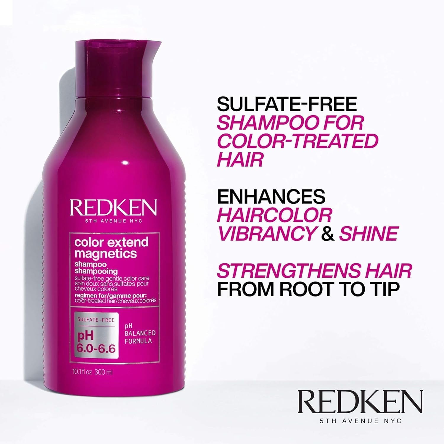 Redken Color Extend Magnetics Shampoo for Color-Treated Hair - Gently Cleanses & Protects Color, with Amino Acid, Sulfate-Free Shampoo